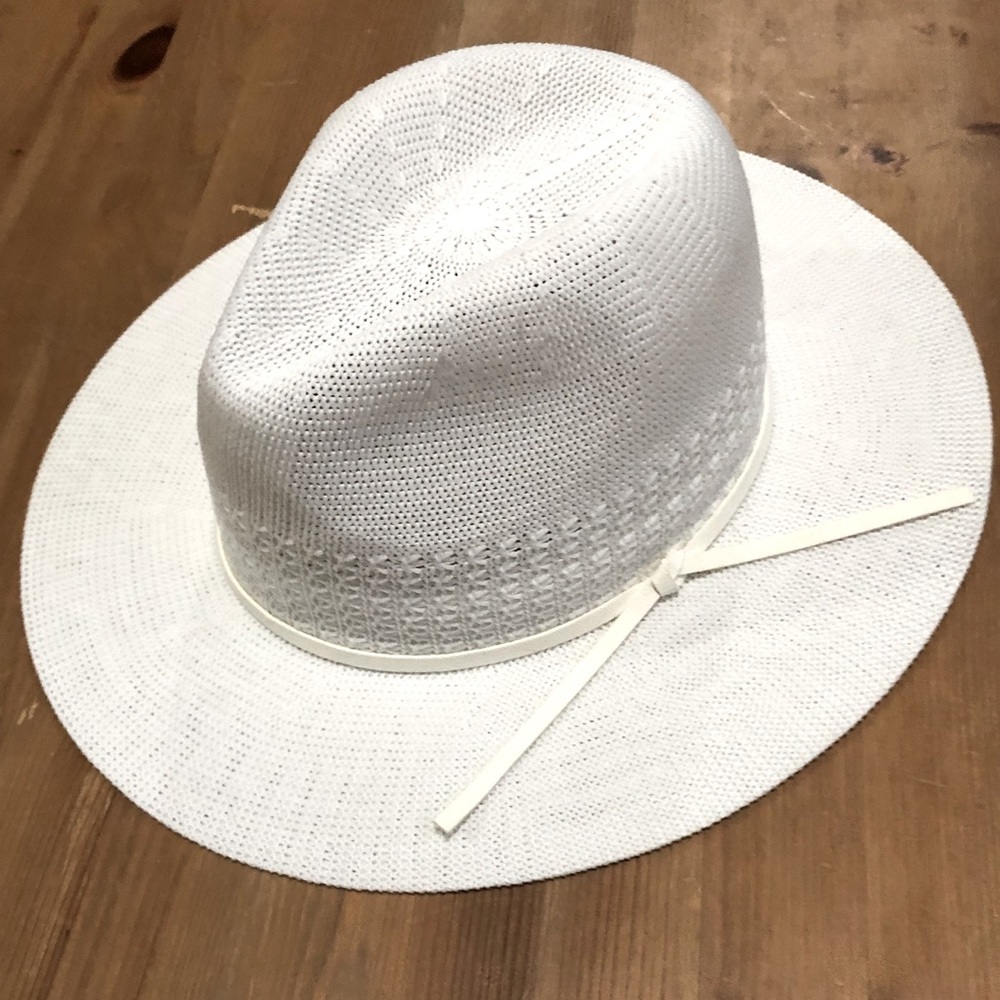 White wide brim hat